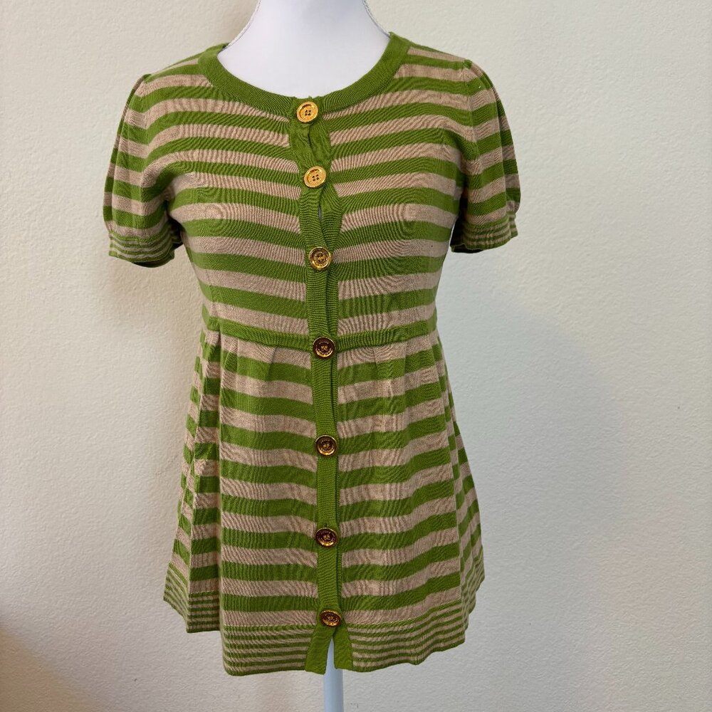 Juicy Couture Green Stripe Button-Up Top | XS/S | Excellent Condition